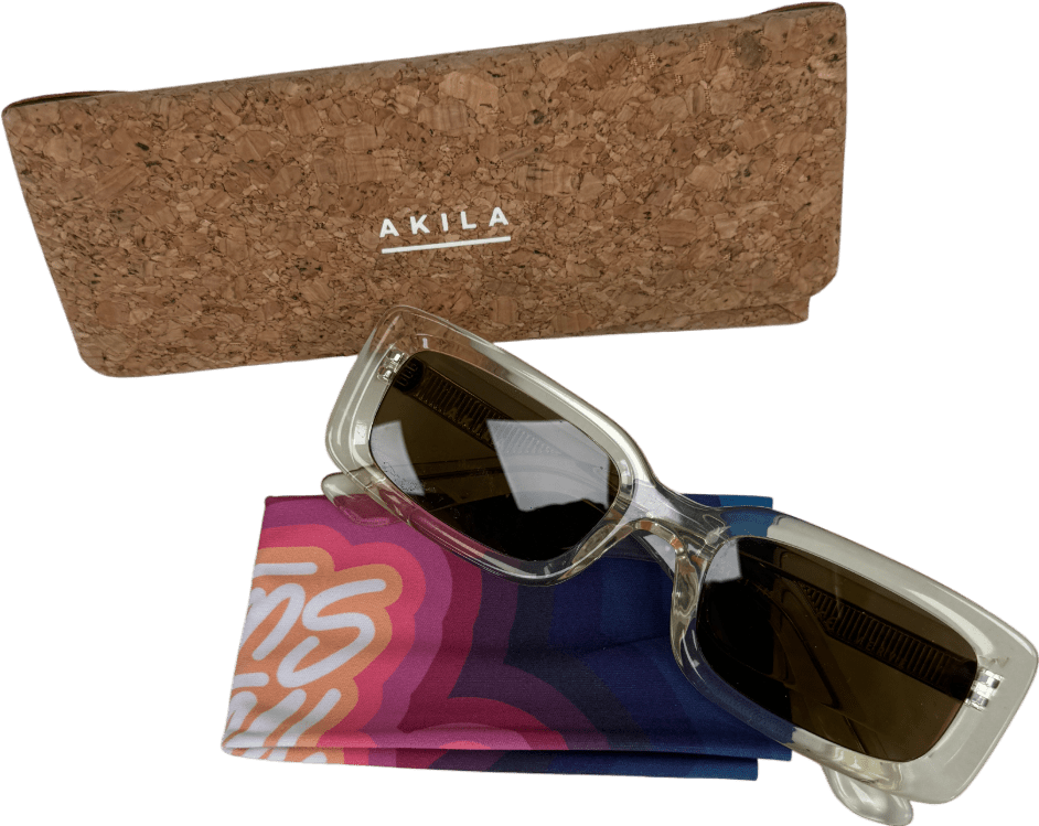Akila Beige Sunglasses In Case - Reliked