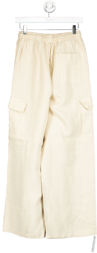 Albaray Beige Linen Cargo Trousers UK 10 - Reliked