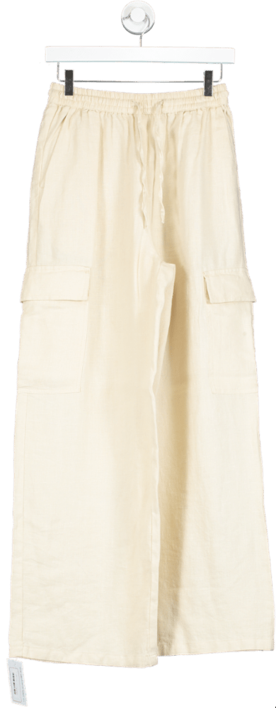 Albaray Beige Linen Cargo Trousers UK 10 - Reliked