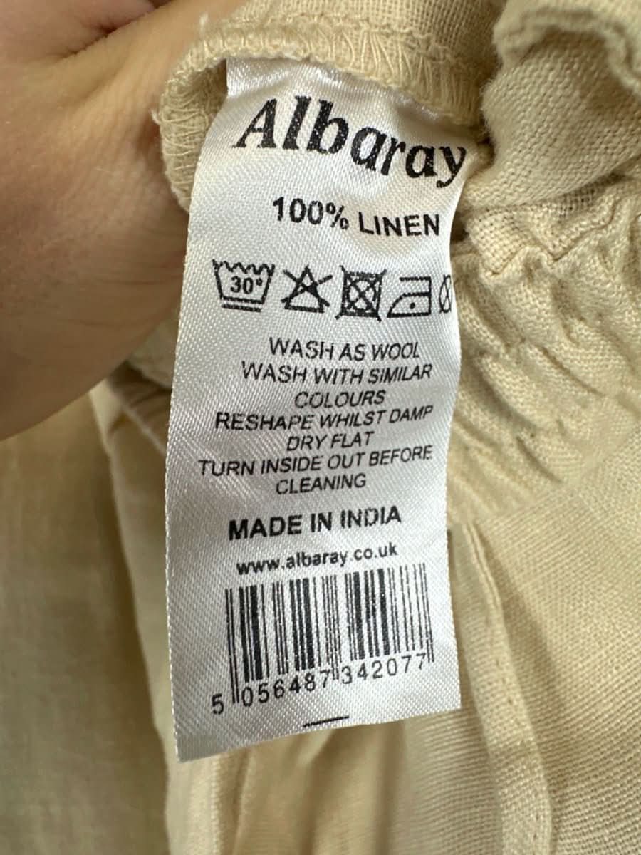 Albaray Beige Linen Cargo Trousers UK 10 - Reliked