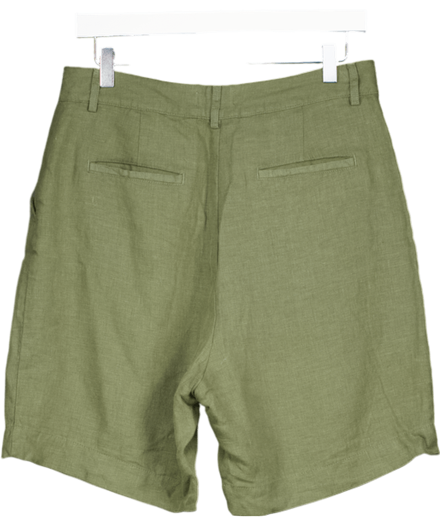 ALBARAY Khaki Green Linen Linger Shorts UK 12 - Reliked