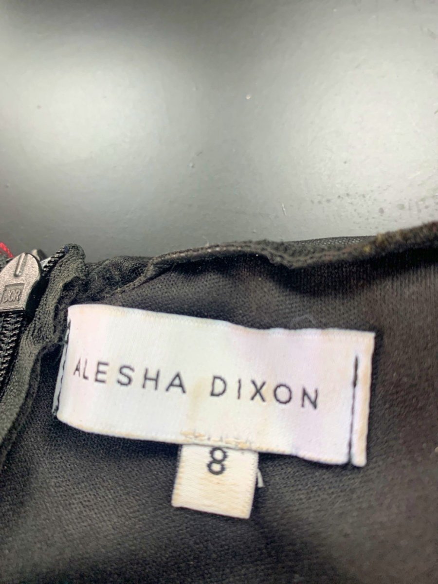 Alesha Dixon Black Floral Embroidered Dress UK 8 - Reliked