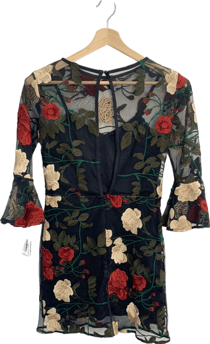 Alesha Dixon Black Floral Embroidered Dress UK 8 - Reliked