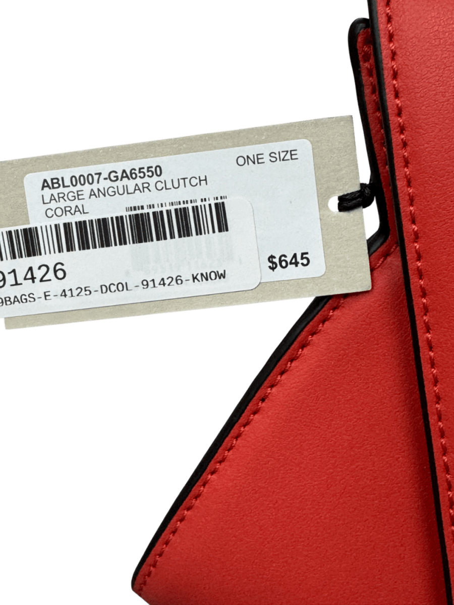Alex Bittar Angular Flap Leather Clutch Bag In Coral Red One Size - Reliked