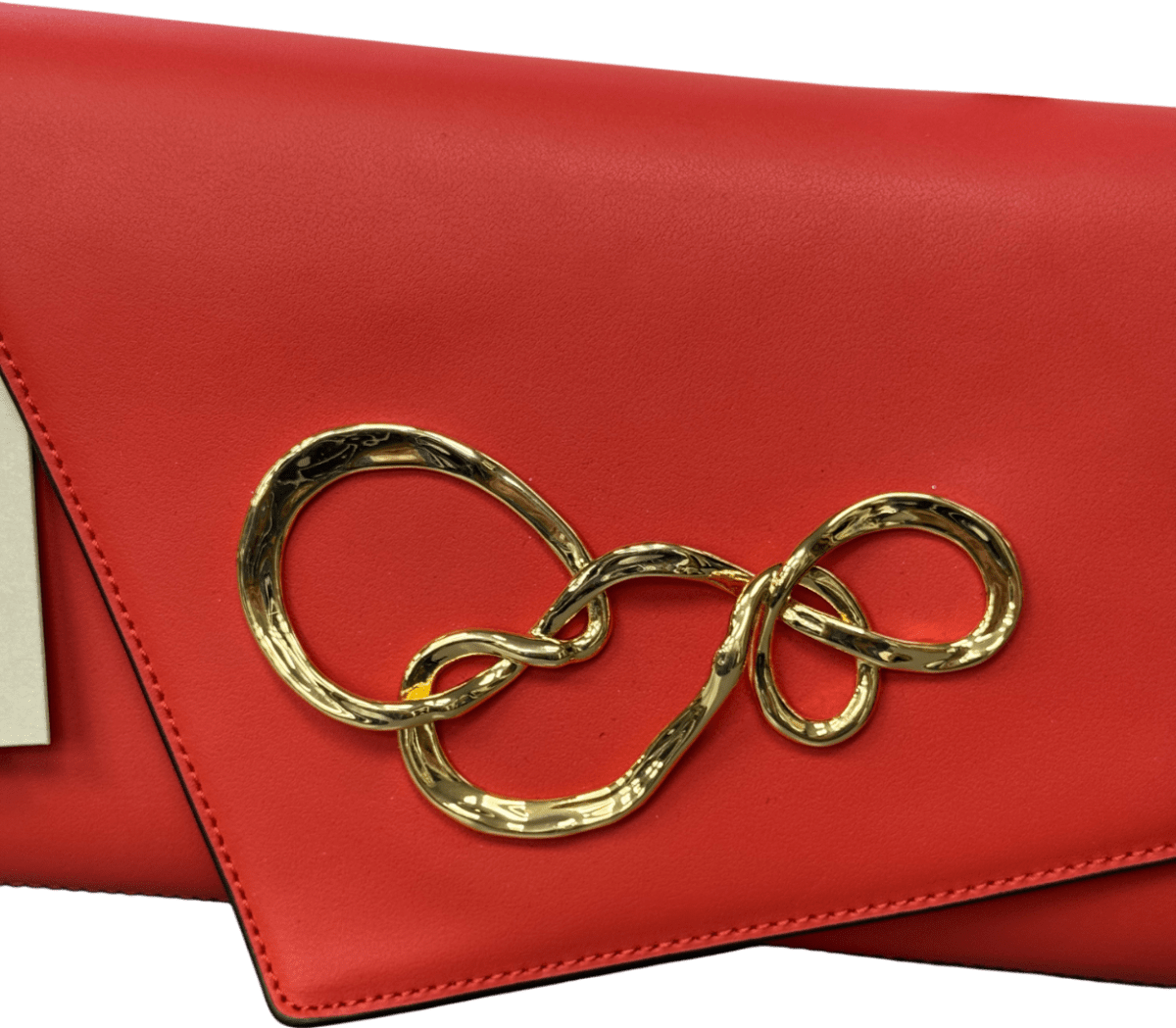 Alex Bittar Angular Flap Leather Clutch Bag In Coral Red One Size - Reliked