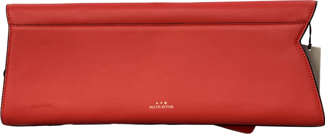 Alex Bittar Angular Flap Leather Clutch Bag In Coral Red One Size - Reliked