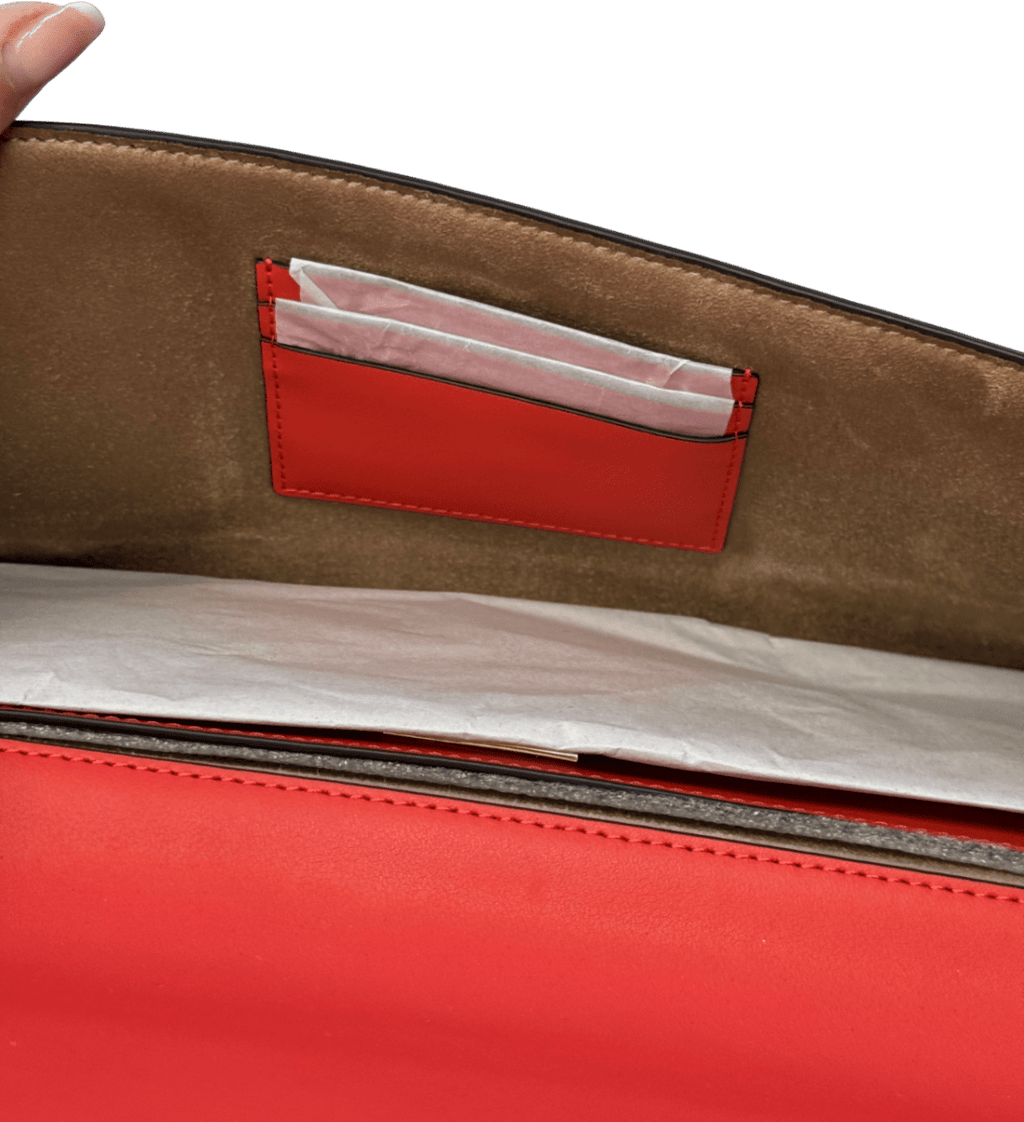Alex Bittar Angular Flap Leather Clutch Bag In Coral Red One Size - Reliked