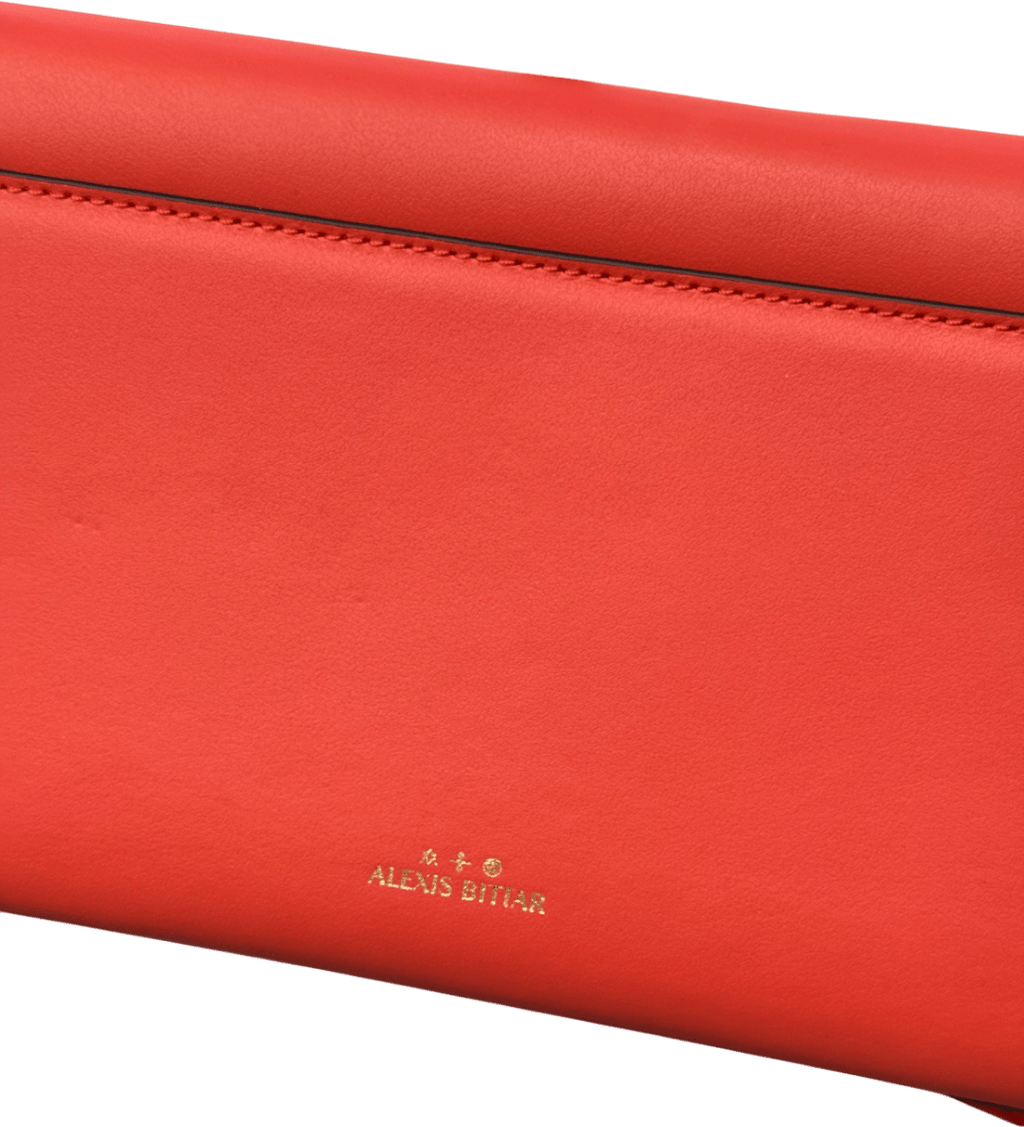 Alex Bittar Angular Flap Leather Clutch Bag In Coral Red One Size - Reliked