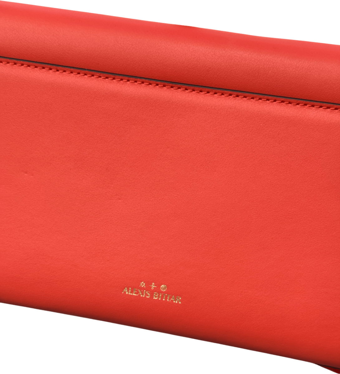 Alex Bittar Angular Flap Leather Clutch Bag In Coral Red One Size - Reliked