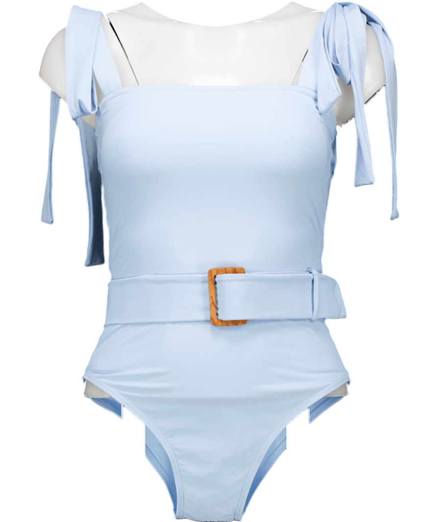 Alexandra Miro Blue Audrey Bow - detail Belted Swimsuit UK S - Reliked
