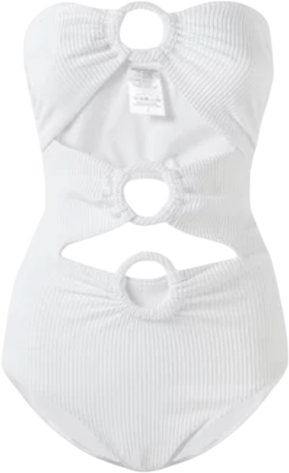 Alexandra Miro White Ribbed Anya Cut Out Swimsuit UK S - Reliked