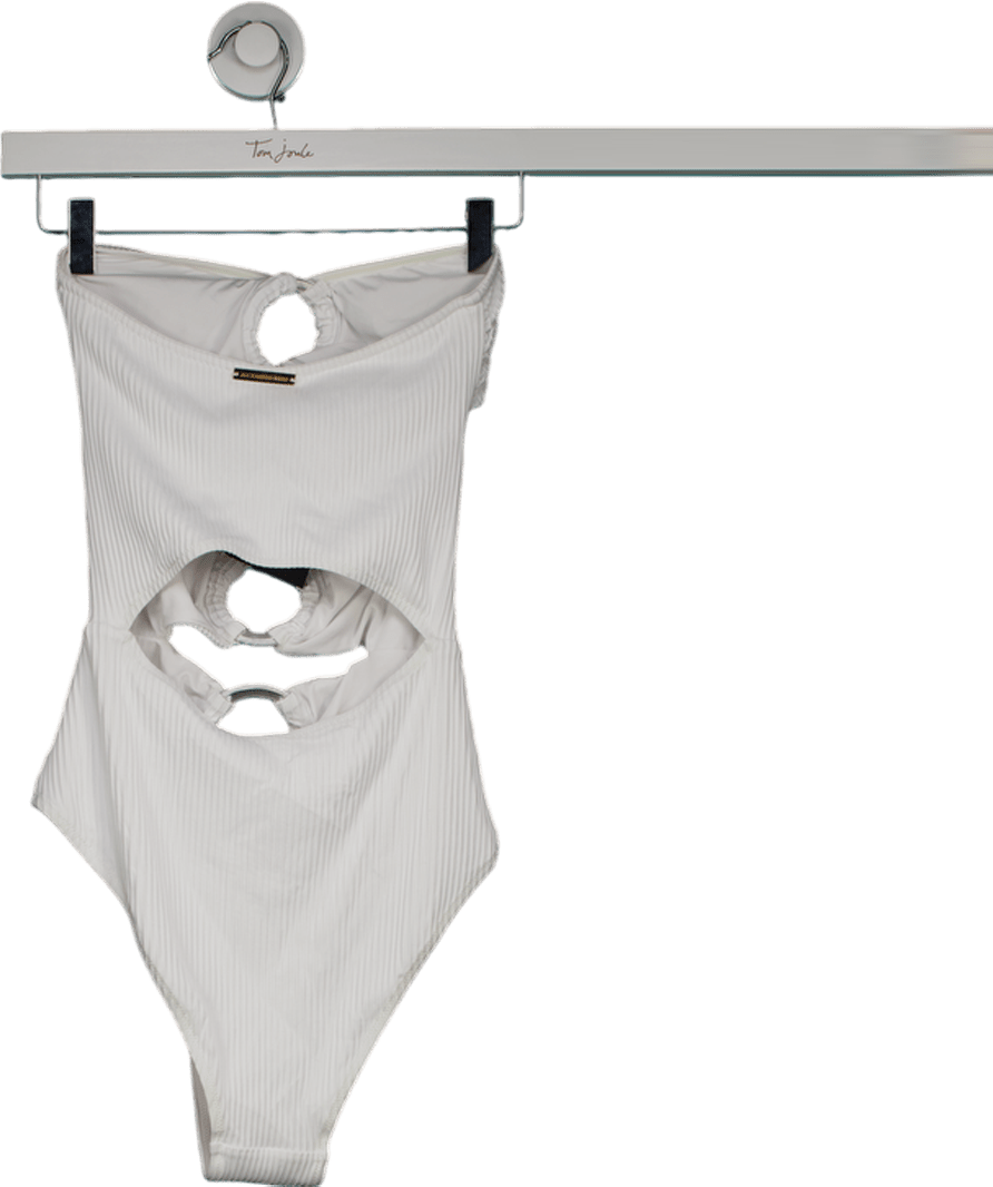 Alexandra Miro White Ribbed Anya Cut Out Swimsuit UK S - Reliked