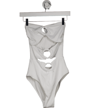 Alexandra Miro White Ribbed Anya Cut Out Swimsuit UK S