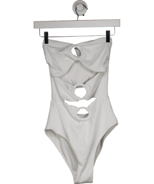 Alexandra Miro White Ribbed Anya Cut Out Swimsuit UK S - Reliked