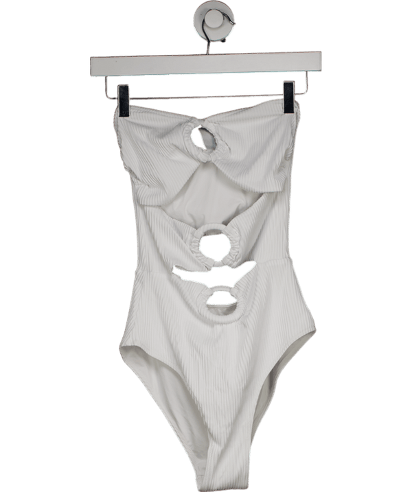 Alexandra Miro White Ribbed Anya Cut Out Swimsuit UK S