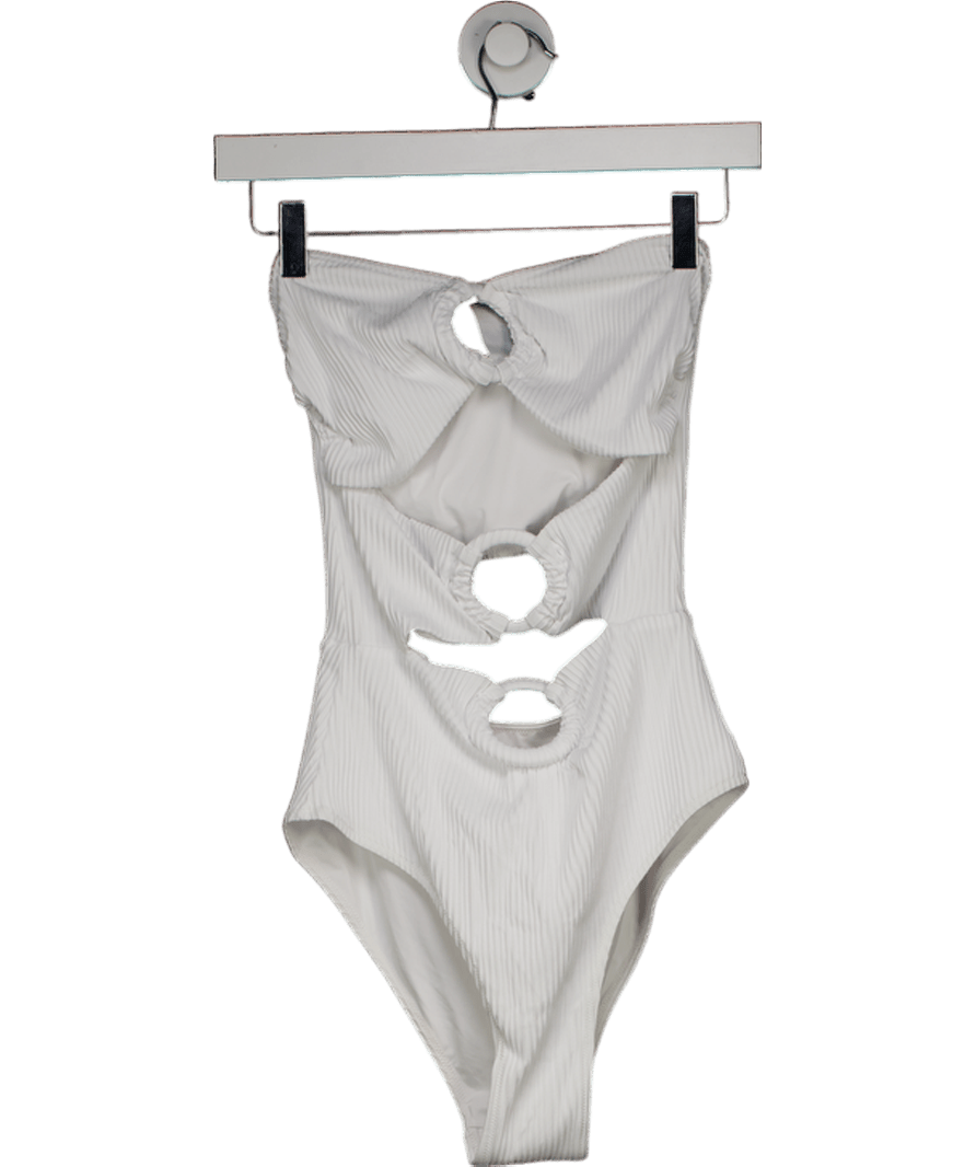 Alexandra Miro White Ribbed Anya Cut Out Swimsuit UK S - Reliked