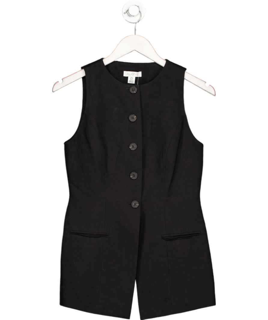 Aligne Black Leo Long Waistcoat UK 6 - Reliked
