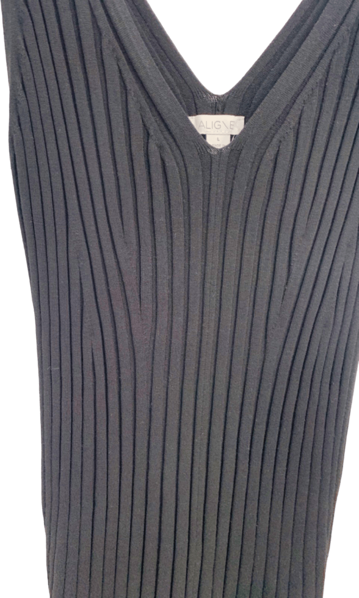 Aligne Black Mermaid V - neck Knitted Dress UK L - Reliked