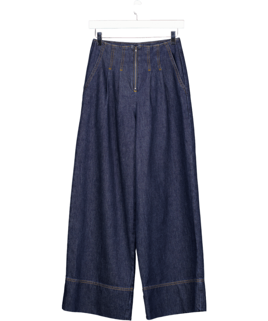 Aligne Blue Foire Box Pleat Wide Leg Jean W26 - Reliked