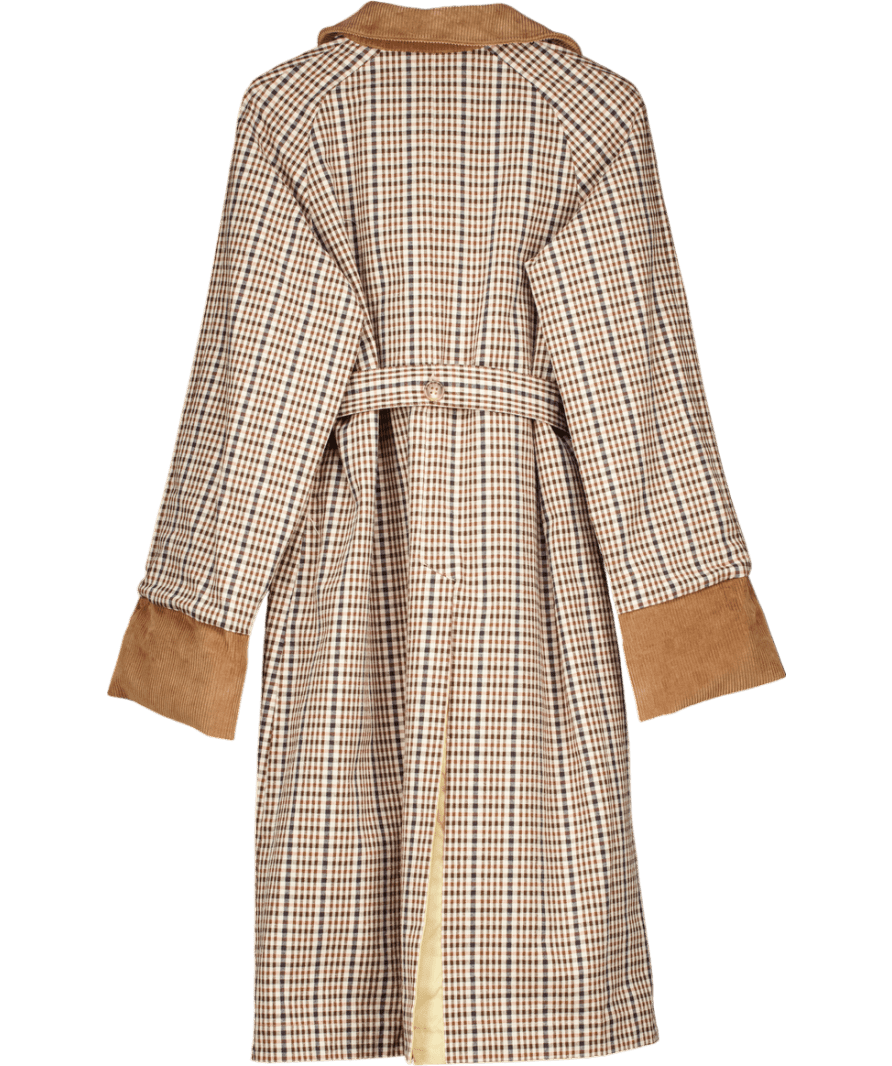 Aligne Brown Barnaby Reversible Wax Trench Coat UK 10 - Reliked