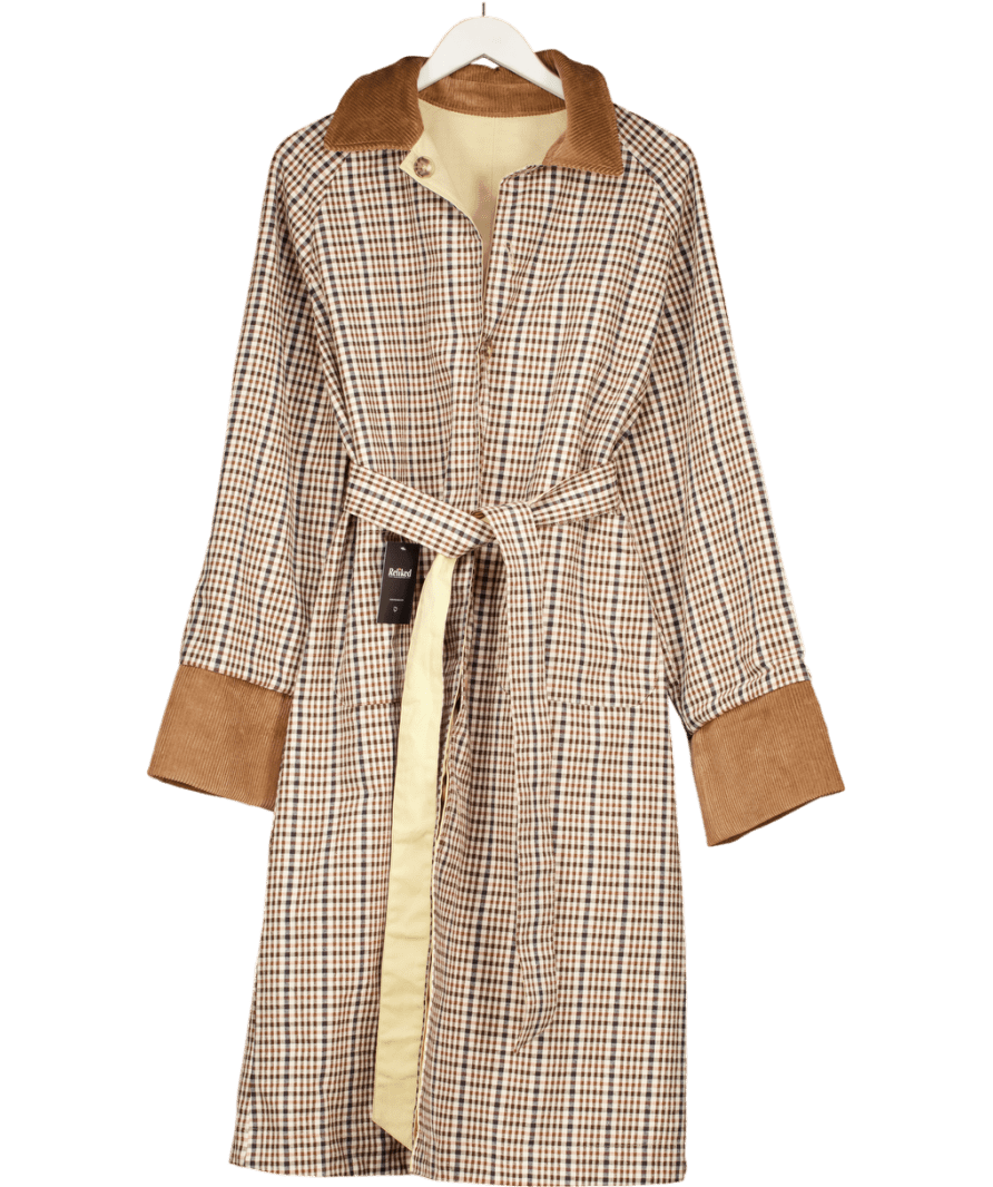 Aligne Brown Barnaby Reversible Wax Trench Coat UK 10 - Reliked