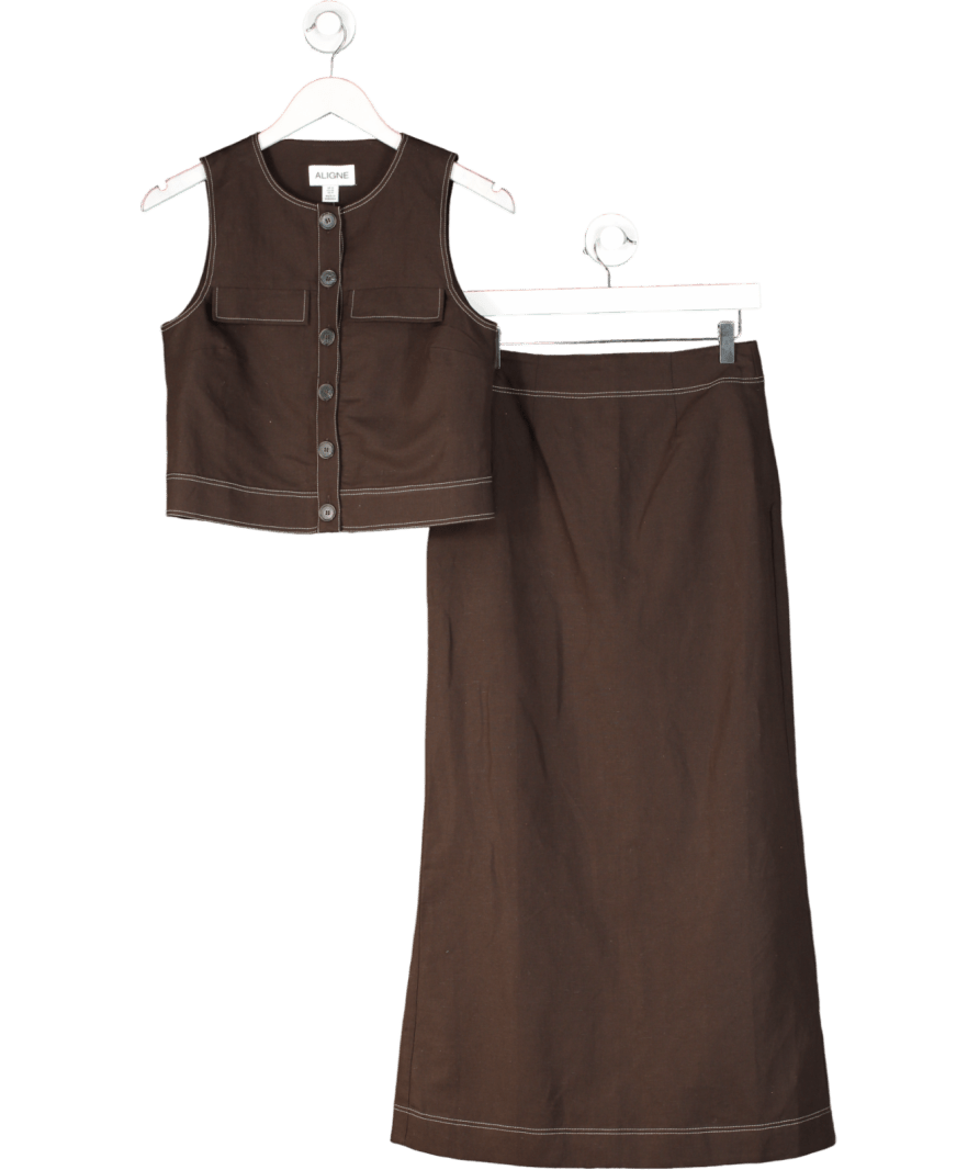 Aligne Brown2 - piece Mia Linen Co - ord Set UK 8 - Reliked