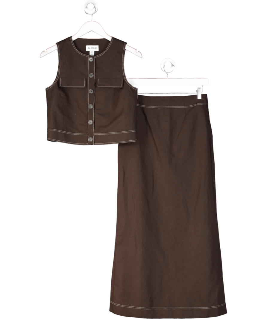 Aligne Brown2 - piece Mia Linen Co - ord Set UK 8 - Reliked