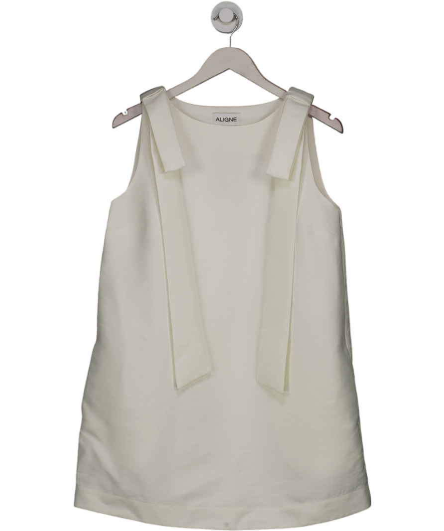 Aligne Cream Fern Bow Satin Mini Dress UK 10 - Reliked