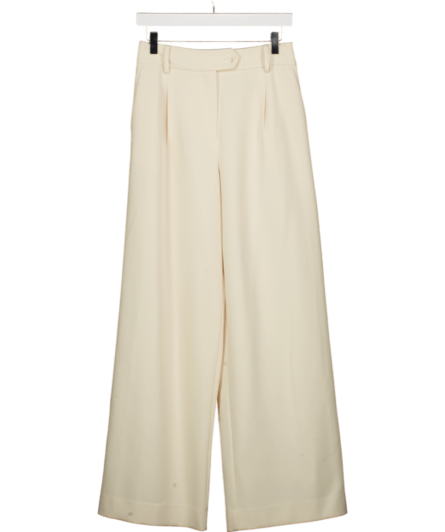 Aligne Cream Wide Leg Pleat Detail Trouser UK 8 - Reliked