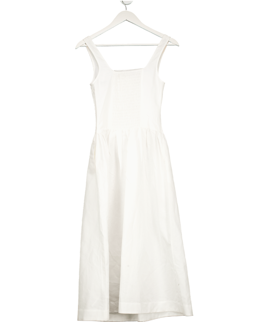 Aligne White Rosia Drop Waist Linen Dress UK 6 - Reliked