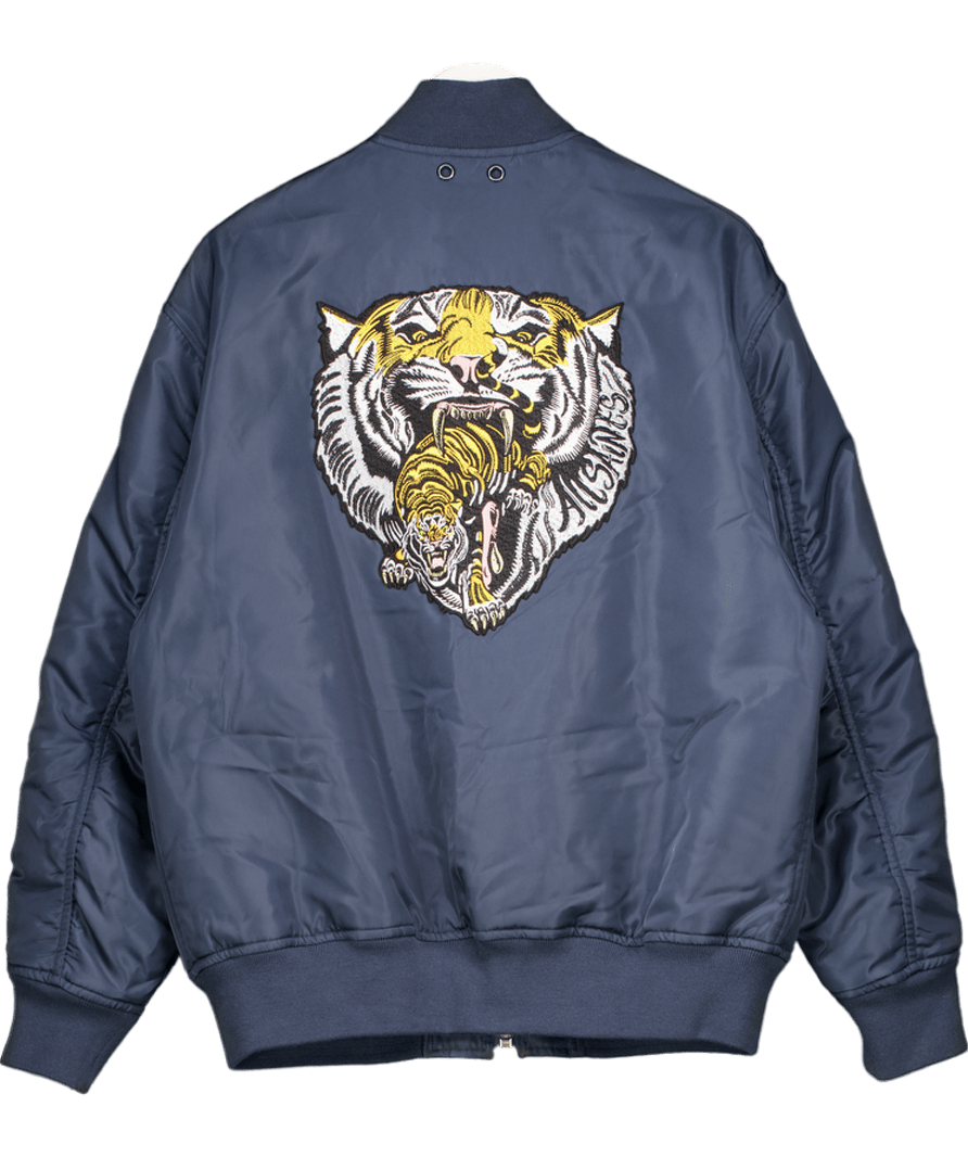 All Saints Blue Scout Oversized Tiger Bomber Jacket UK M - Reliked