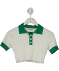 All the Ways White /green Joyce Collar Crop Top UK S - Reliked