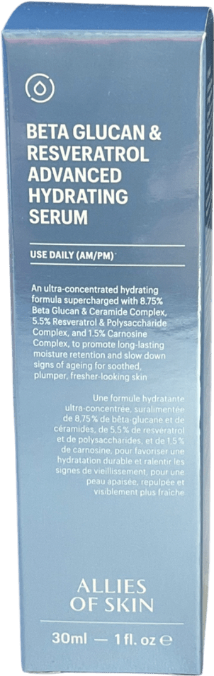 Allies of Skin Beta Glucan & Resveratrol Advanced Hydrating Serum 30ml - Reliked
