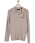 AllSaints Beige Thoma Long Sleeve Knitted Polo Shirt UK M - Reliked