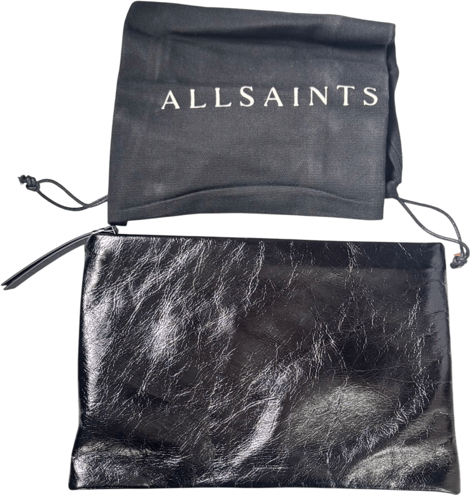 AllSaints Bettina Leather Clutch Bag - Black - Reliked