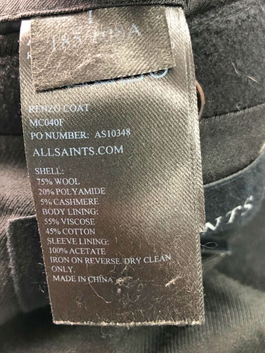 AllSaints Black Renzo Coat UK 40 - Reliked