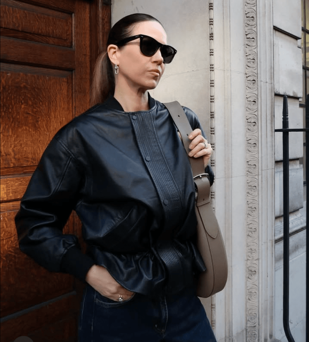 AllSaints Black Sofi Drawstring Butter Soft Leather Bomber Jacket UK 10 - Reliked