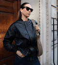 AllSaints Black Sofi Drawstring Butter Soft Leather Bomber Jacket UK 10 - Reliked