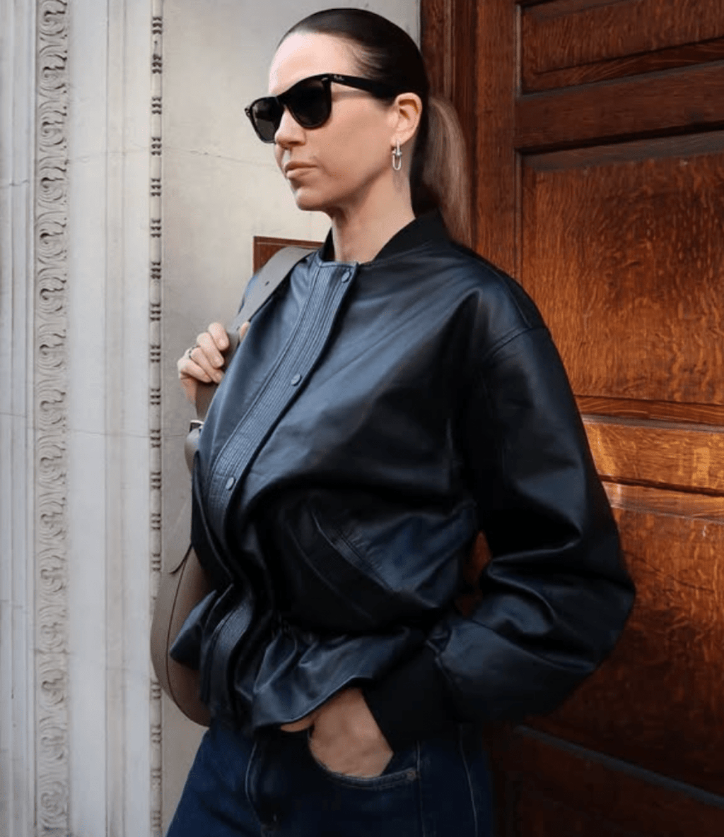 AllSaints Black Sofi Drawstring Butter Soft Leather Bomber Jacket UK 10 - Reliked