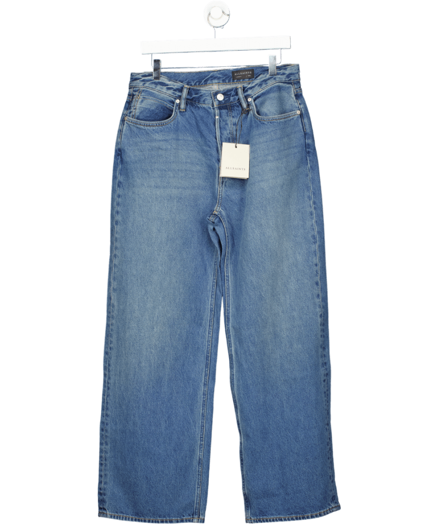 AllSaints Blue Loose Fit Wide Leg Denim Jeans W30 - Reliked