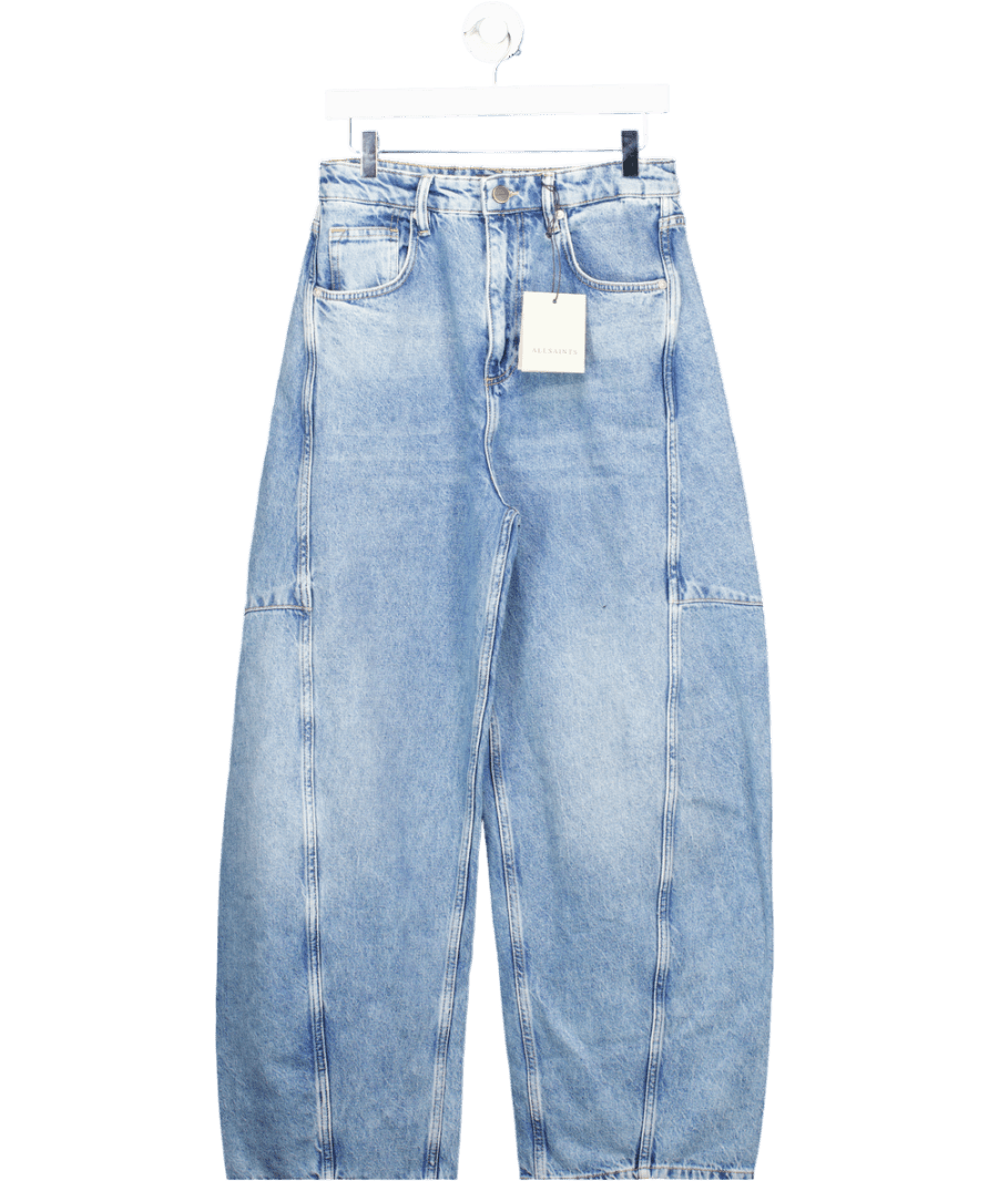 AllSaints Blue Mid - blue Carter Barrel Leg Jeans W26 - Reliked
