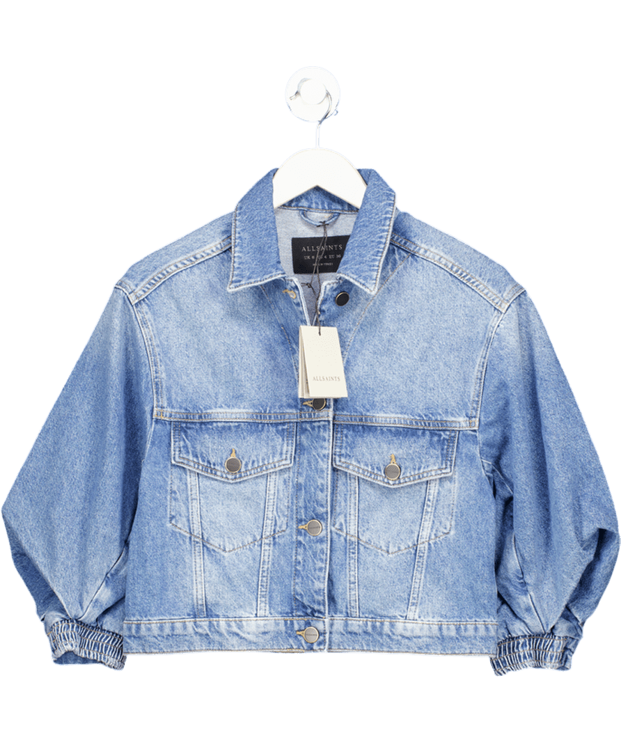 AllSaints Blue Organic Cotton Luca Denim Jacket UK 8 - Reliked