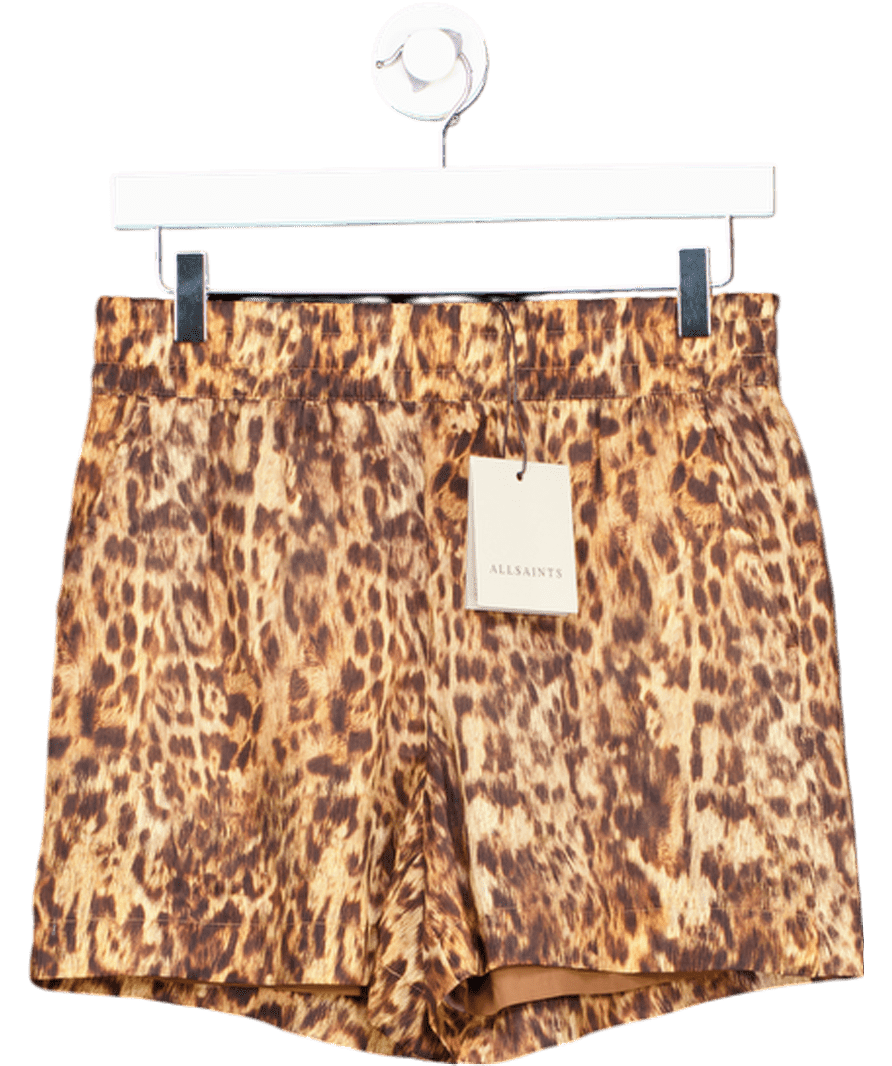 AllSaints Brown Charli Leopard Print Shorts UK 6 - Reliked