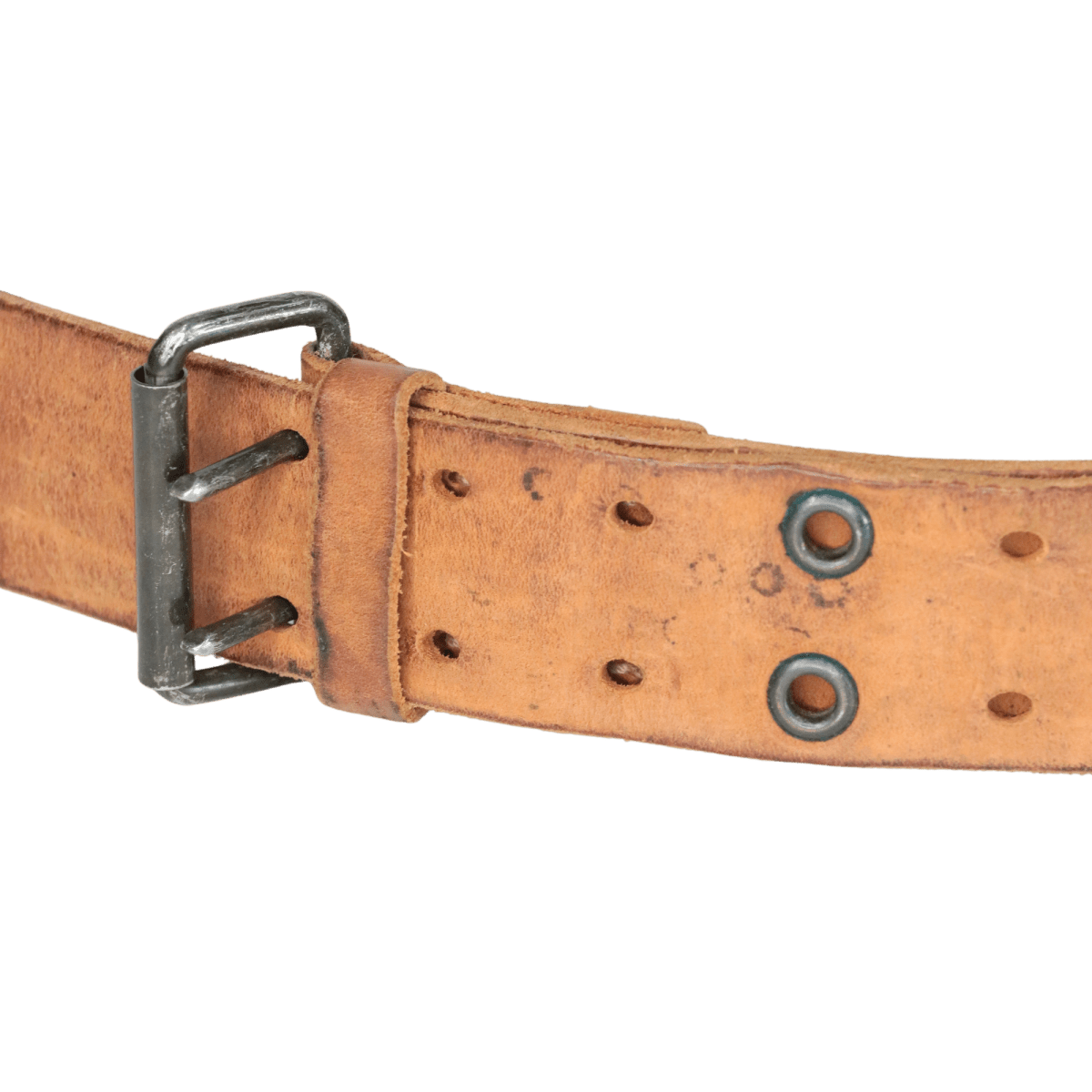 AllSaints Brown Distressed Leather Studded Logo Belt UK S/M - Reliked