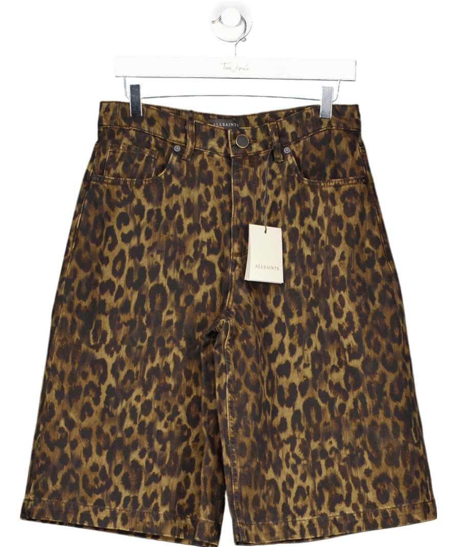 AllSaints Brown Leopard Print Louie Shorts W28 - Reliked
