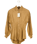 AllSaints Brown Staci Long Sleeve Linen Shirt UK 8 - Reliked