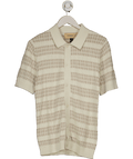 AllSaints Cream Slim Fit Knitted Stripe Shirt UK S - Reliked