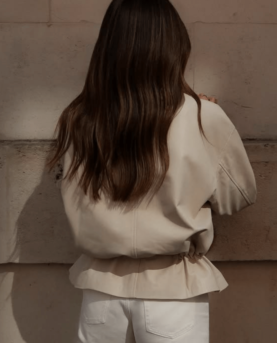 AllSaints Cream Sofi Drawstring Butter Soft Leather Bomber Jacket UK 10 - Reliked