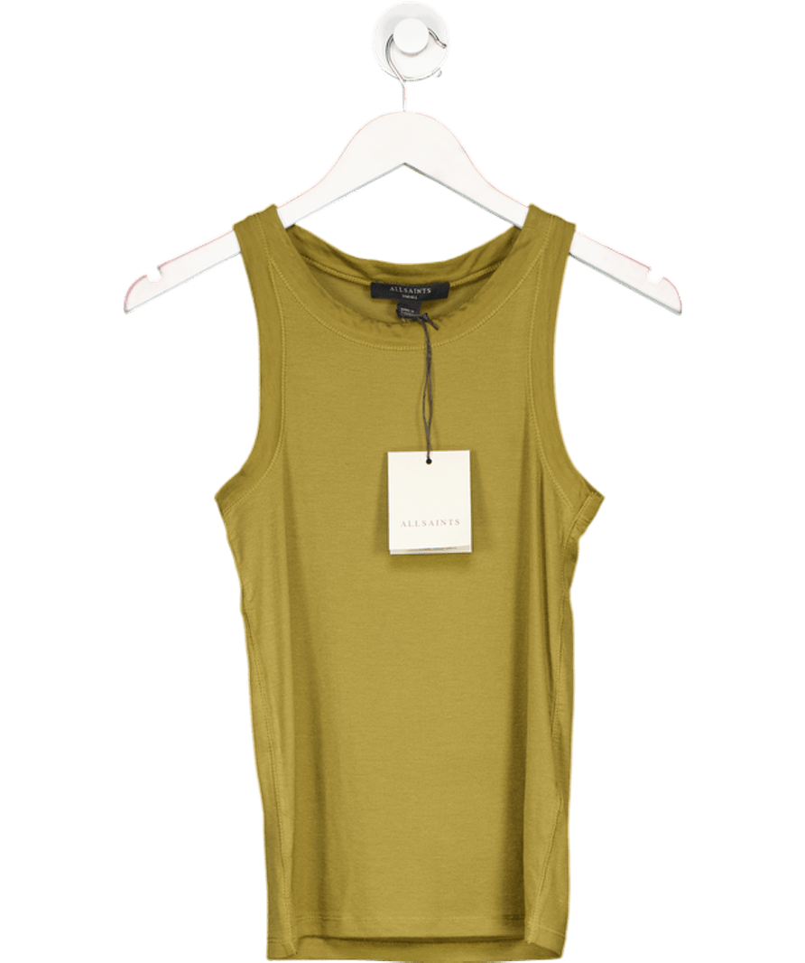 AllSaints Green Rina Crew Neck Sleeveless Tank Top UK S - Reliked