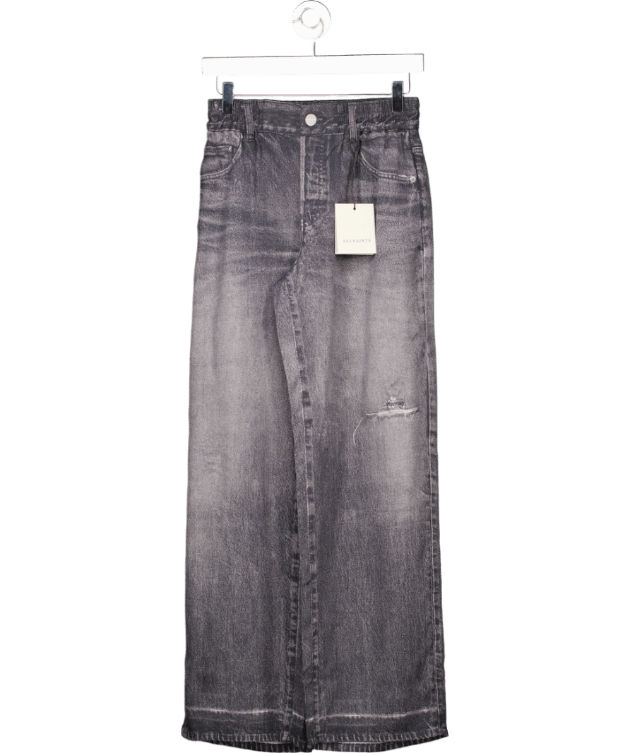AllSaints Grey Tyler Illusion Wide Leg Trousers UK 6 - Reliked